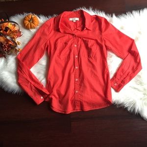 Loft Ann Taylor Coral Button Down Blouse Sz XS